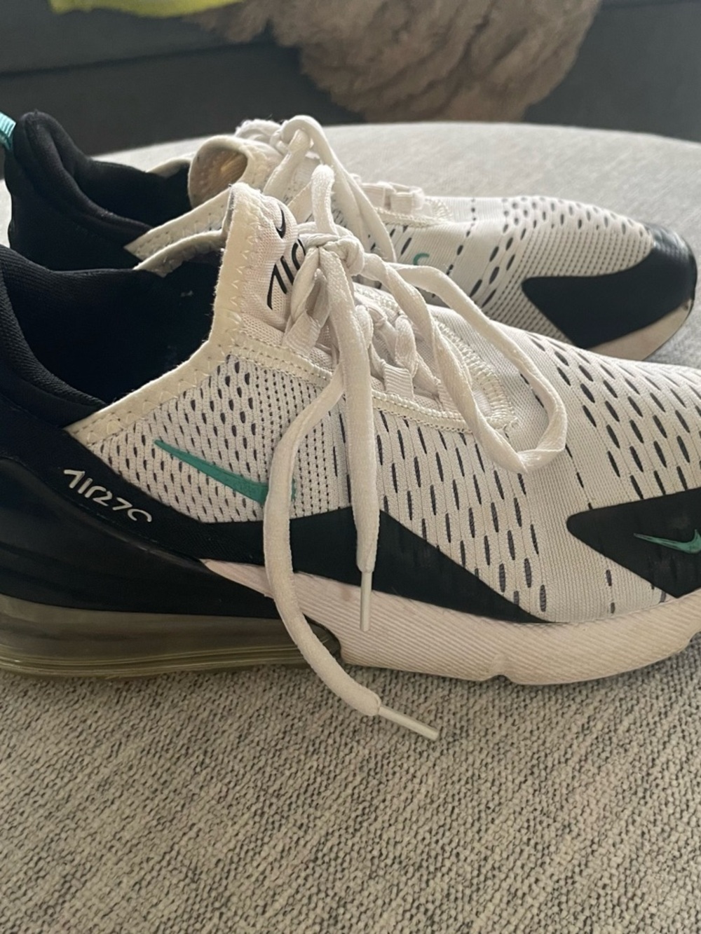 Nike Women's White Black Teal Air Max 270 Athletic Shoes